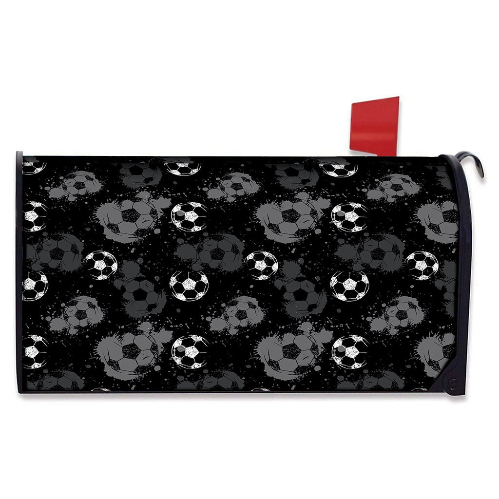Grunge Soccer Ball Pattern Print Mailbox Cover