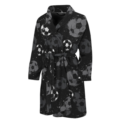 Grunge Soccer Ball Pattern Print Men's Bathrobe