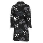 Grunge Soccer Ball Pattern Print Men's Bathrobe