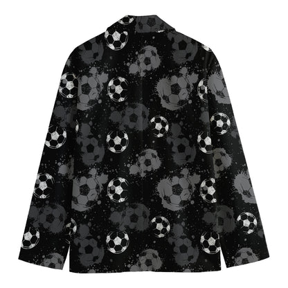 Grunge Soccer Ball Pattern Print Men's Blazer