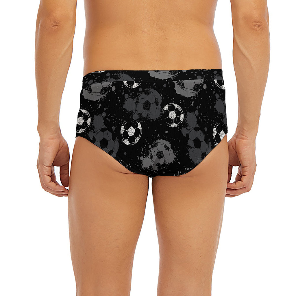 Grunge Soccer Ball Pattern Print Men's Briefs