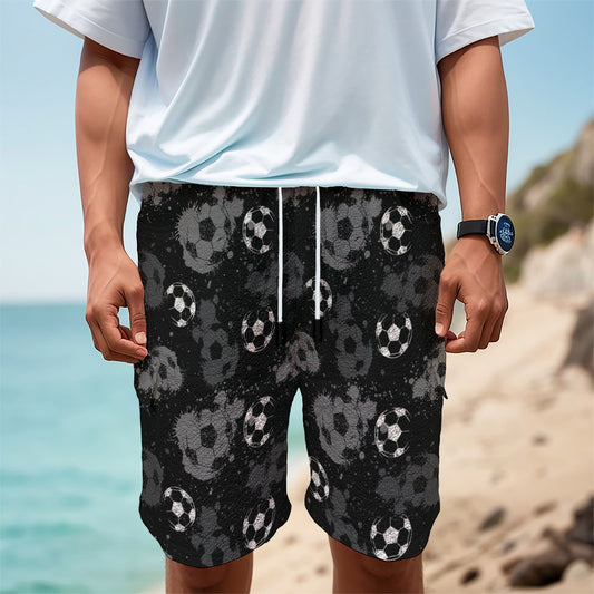 Grunge Soccer Ball Pattern Print Men's Cargo Shorts