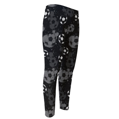 Grunge Soccer Ball Pattern Print Men's Compression Pants