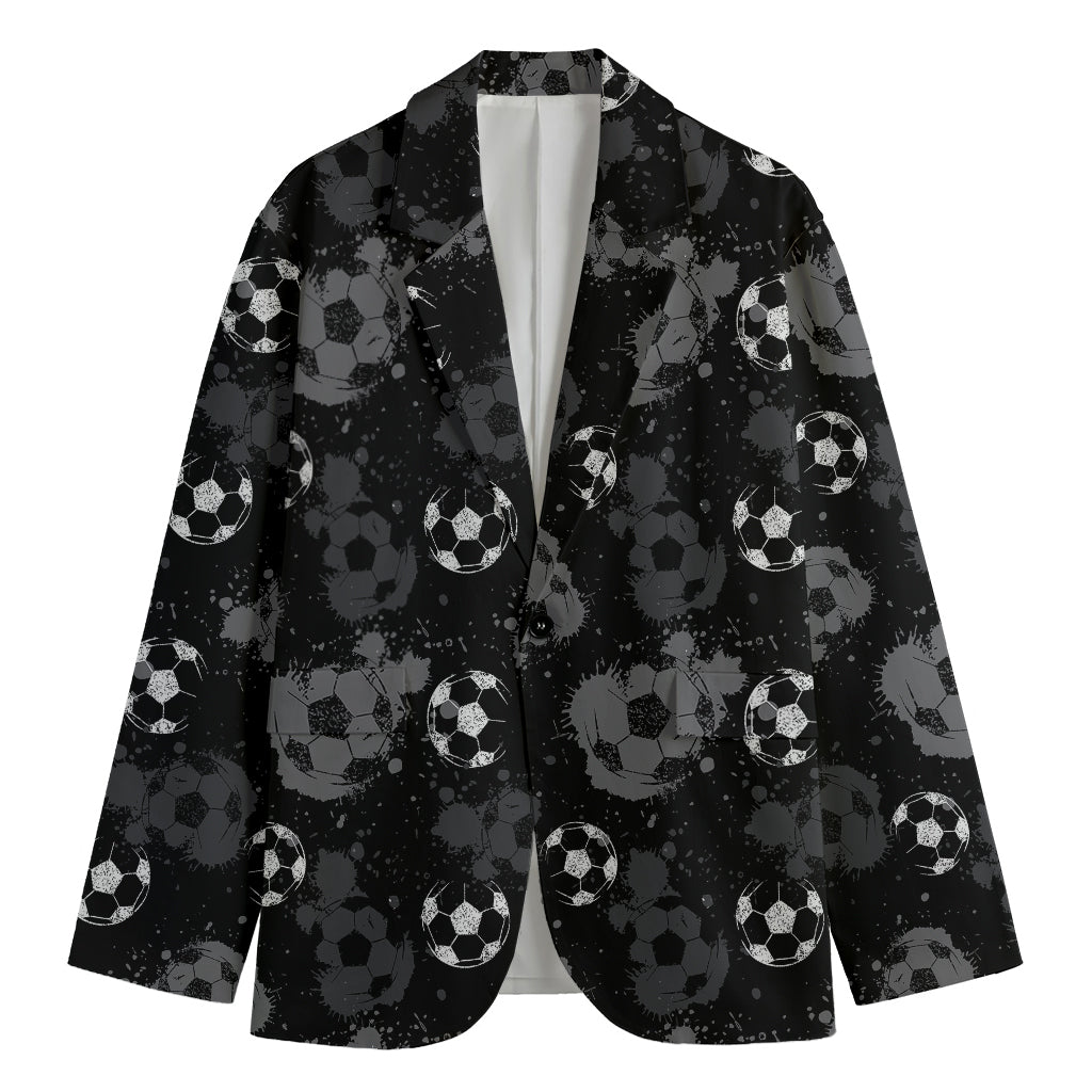Grunge Soccer Ball Pattern Print Men's Cotton Blazer