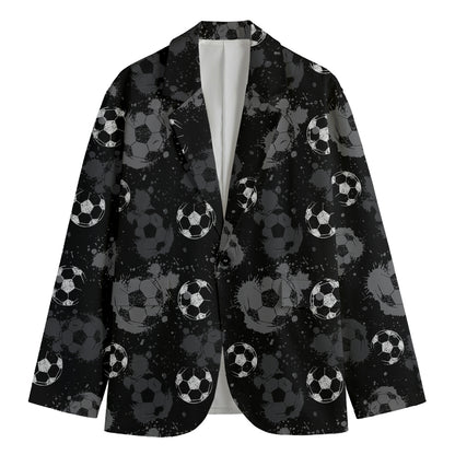Grunge Soccer Ball Pattern Print Men's Cotton Blazer