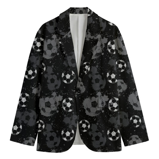Grunge Soccer Ball Pattern Print Men's Cotton Blazer