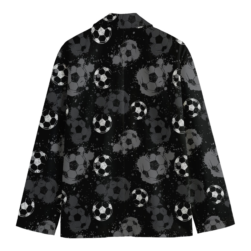 Grunge Soccer Ball Pattern Print Men's Cotton Blazer
