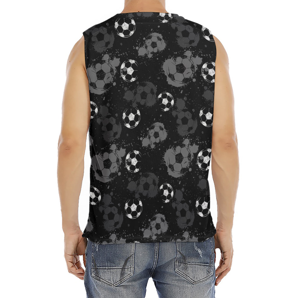 Grunge Soccer Ball Pattern Print Men's Fitness Tank Top