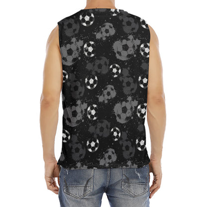 Grunge Soccer Ball Pattern Print Men's Fitness Tank Top