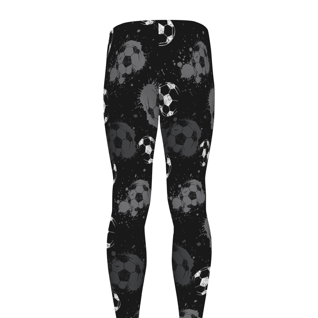 Grunge Soccer Ball Pattern Print Men's leggings