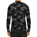 Grunge Soccer Ball Pattern Print Men's Long Sleeve Rash Guard