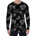 Grunge Soccer Ball Pattern Print Men's Long Sleeve T-Shirt