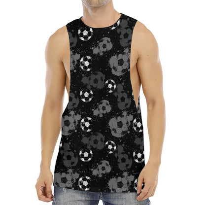 Grunge Soccer Ball Pattern Print Men's Muscle Tank Top
