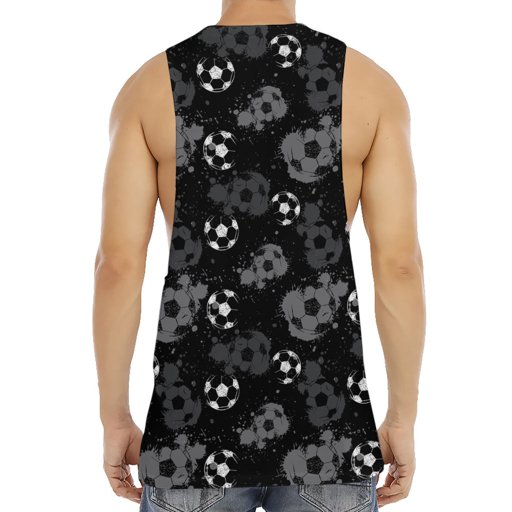 Grunge Soccer Ball Pattern Print Men's Muscle Tank Top