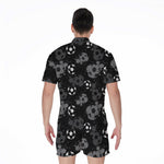Grunge Soccer Ball Pattern Print Men's Rompers