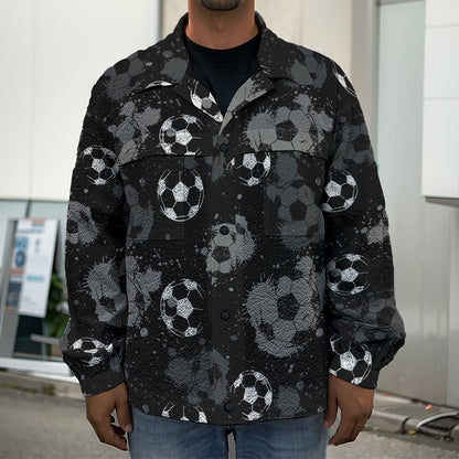 Grunge Soccer Ball Pattern Print Men's Shirt Jacket