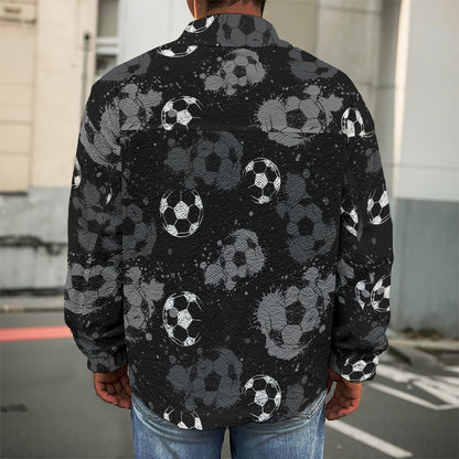 Grunge Soccer Ball Pattern Print Men's Shirt Jacket