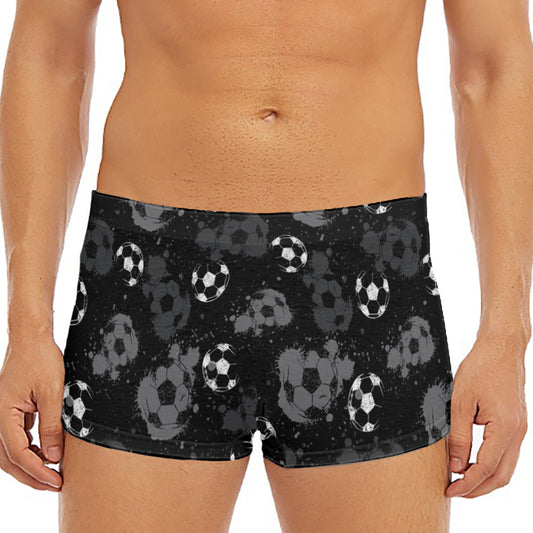 Grunge Soccer Ball Pattern Print Men's Short Boxer Briefs