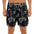 Grunge Soccer Ball Pattern Print Men's Split Running Shorts