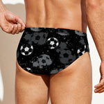 Grunge Soccer Ball Pattern Print Men's Swim Briefs