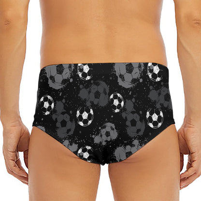 Grunge Soccer Ball Pattern Print Men's Triangle Swim Briefs