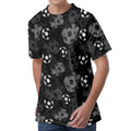 Grunge Soccer Ball Pattern Print Men's Velvet T-Shirt