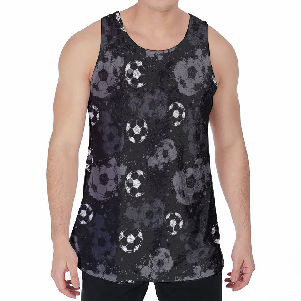 Grunge Soccer Ball Pattern Print Men's Velvet Tank Top