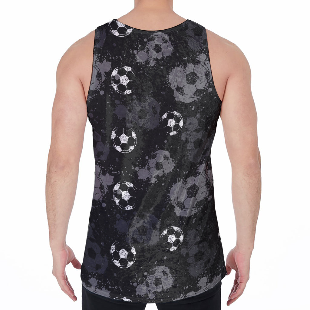 Grunge Soccer Ball Pattern Print Men's Velvet Tank Top