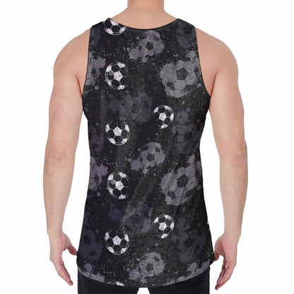 Grunge Soccer Ball Pattern Print Men's Velvet Tank Top