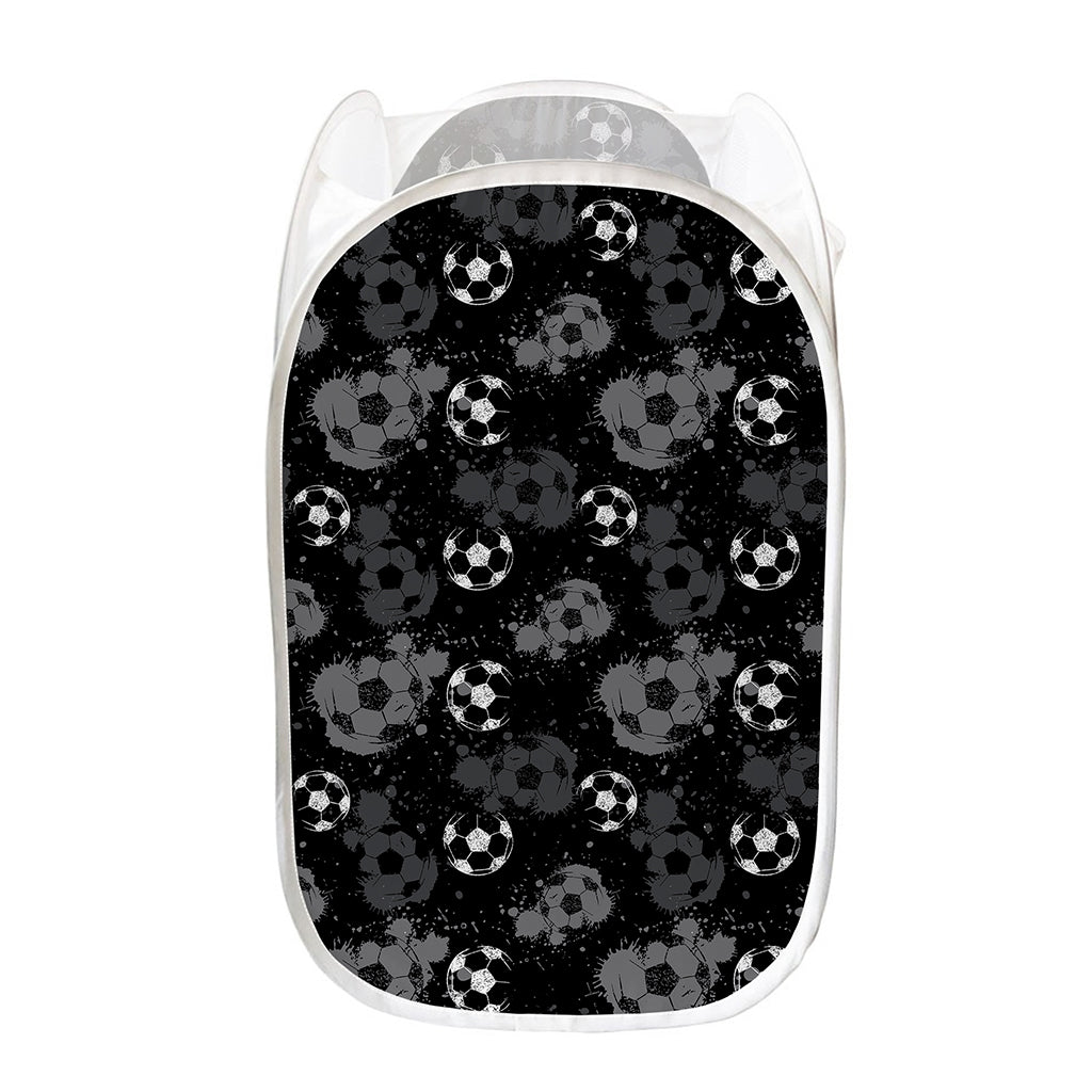 Grunge Soccer Ball Pattern Print Mesh Laundry Hamper
