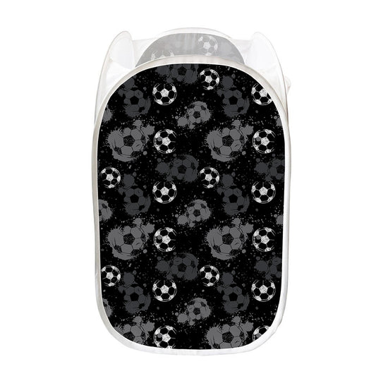 Grunge Soccer Ball Pattern Print Mesh Laundry Hamper
