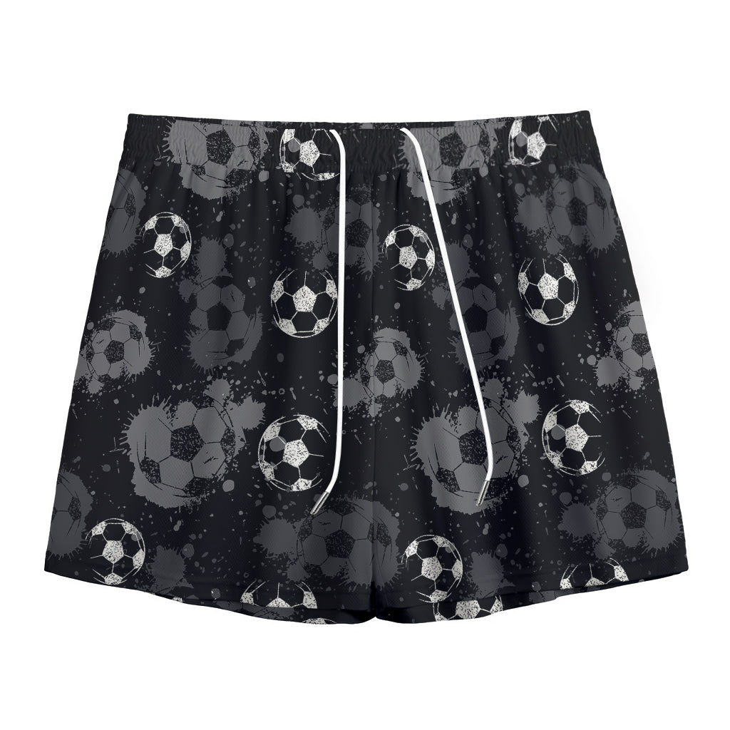 Grunge Soccer Ball Pattern Print Mesh Shorts