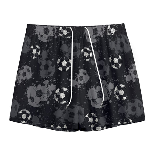 Grunge Soccer Ball Pattern Print Mesh Shorts