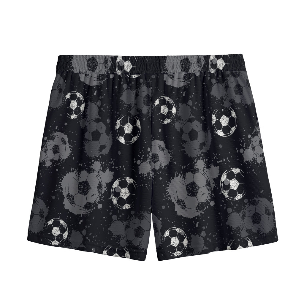 Grunge Soccer Ball Pattern Print Mesh Shorts