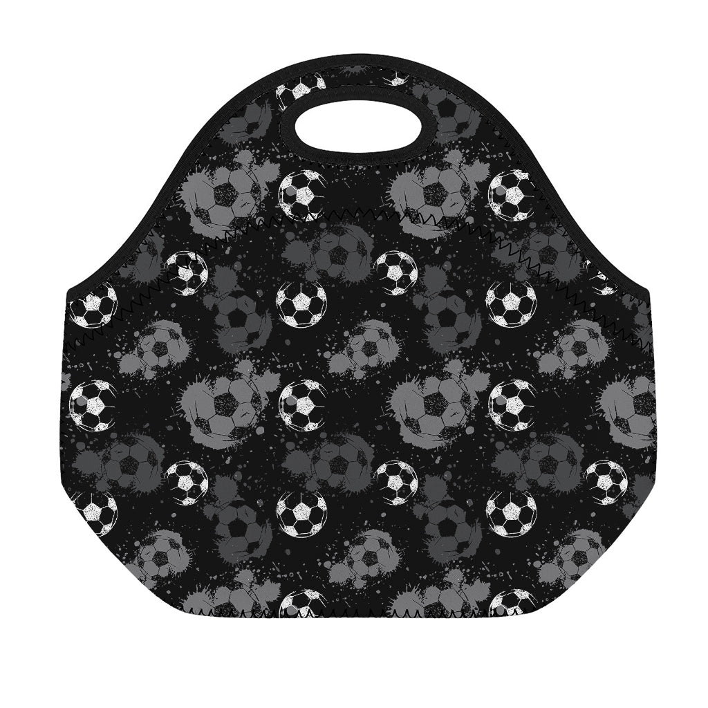 Grunge Soccer Ball Pattern Print Neoprene Lunch Bag