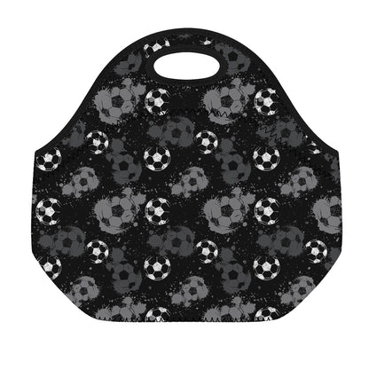 Grunge Soccer Ball Pattern Print Neoprene Lunch Bag