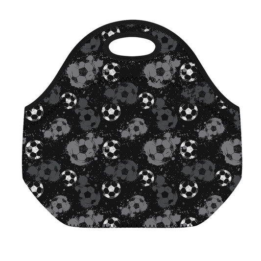 Grunge Soccer Ball Pattern Print Neoprene Lunch Bag