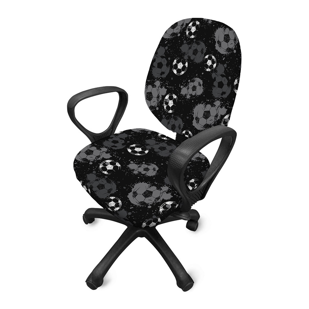 Grunge Soccer Ball Pattern Print Office Chair Cover