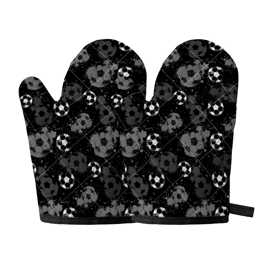 Grunge Soccer Ball Pattern Print Oven Mitts