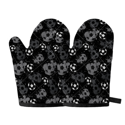 Grunge Soccer Ball Pattern Print Oven Mitts