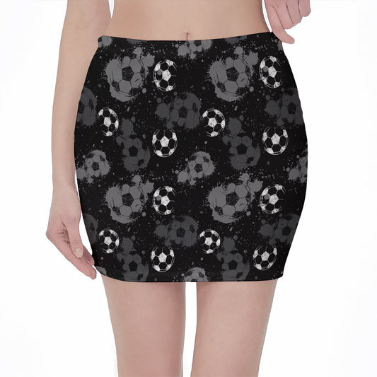 Grunge Soccer Ball Pattern Print Pencil Mini Skirt