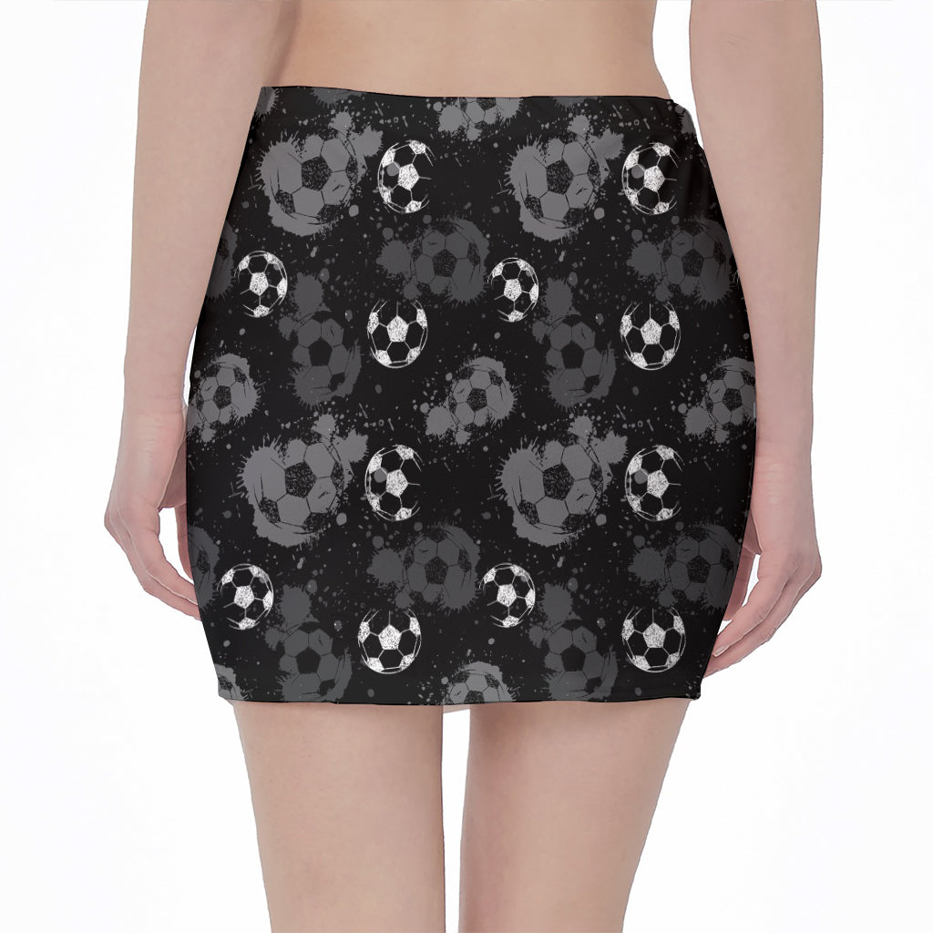 Grunge Soccer Ball Pattern Print Pencil Mini Skirt