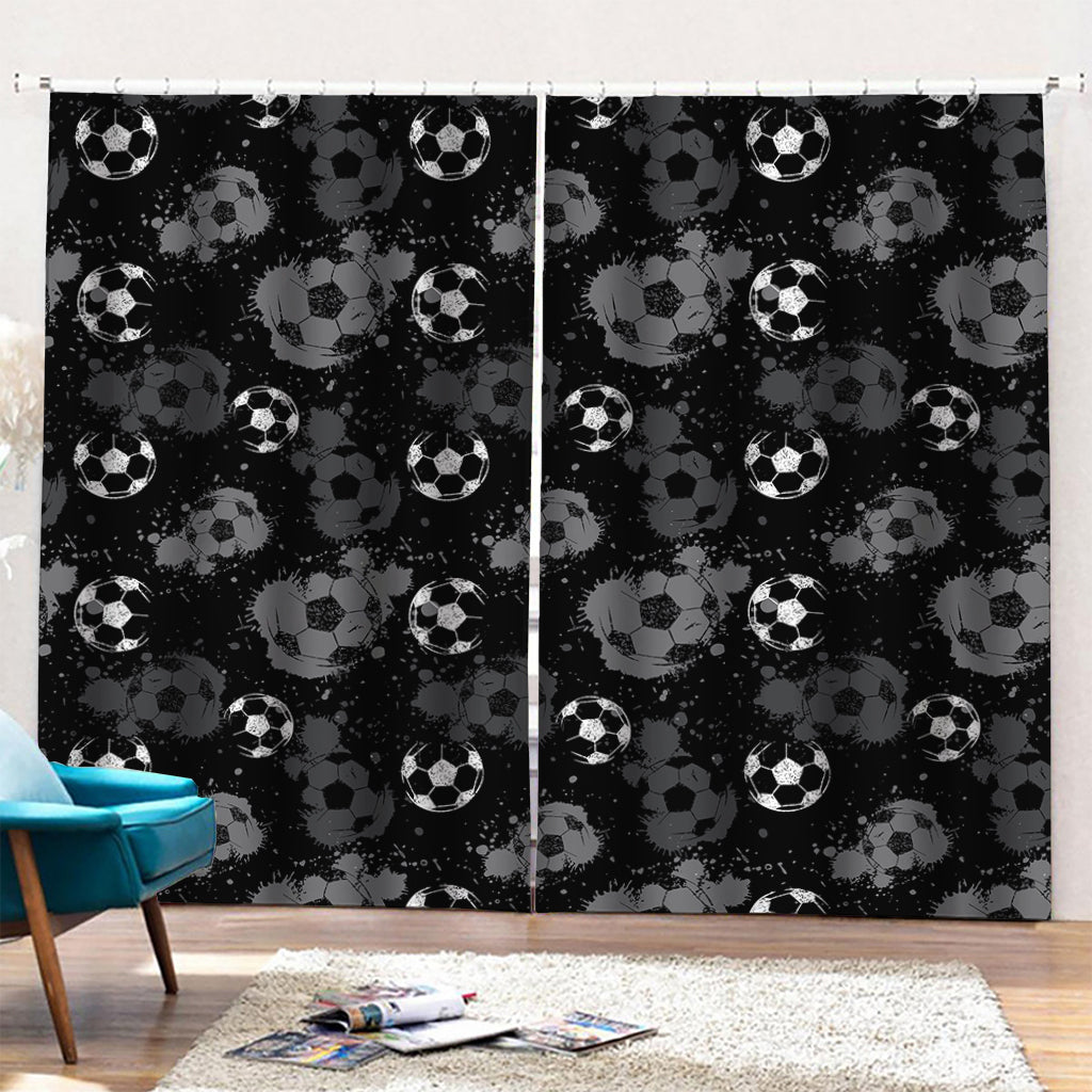 Grunge Soccer Ball Pattern Print Pencil Pleat Curtains