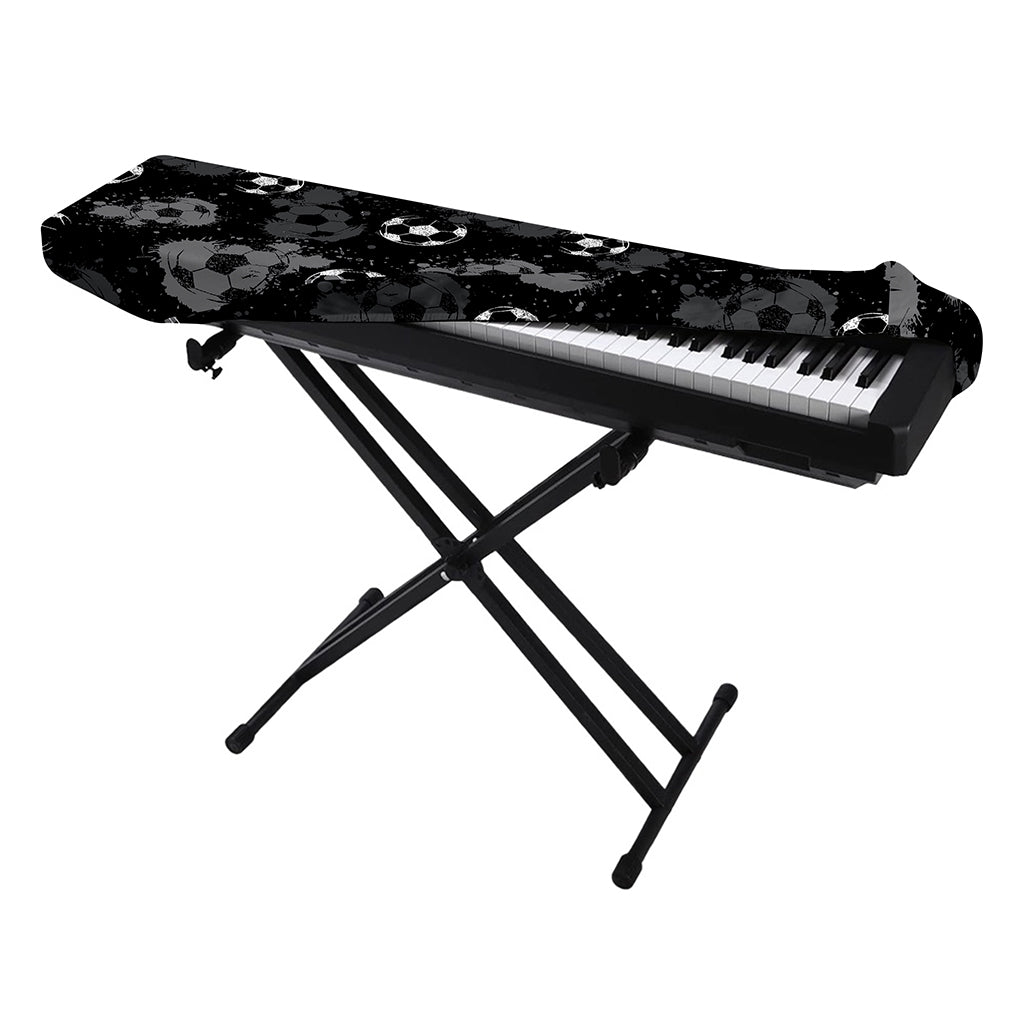 Grunge Soccer Ball Pattern Print Piano Keyboard Cover
