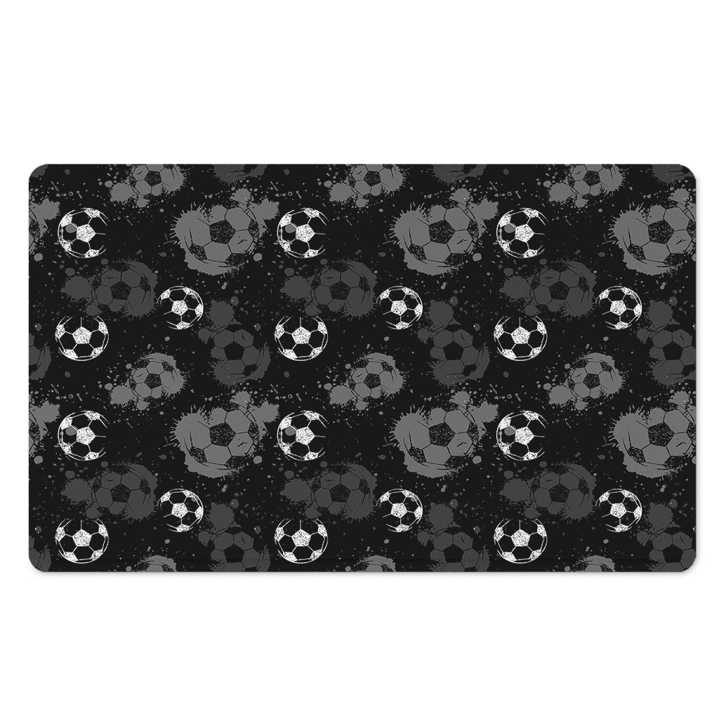Grunge Soccer Ball Pattern Print Polyester Doormat