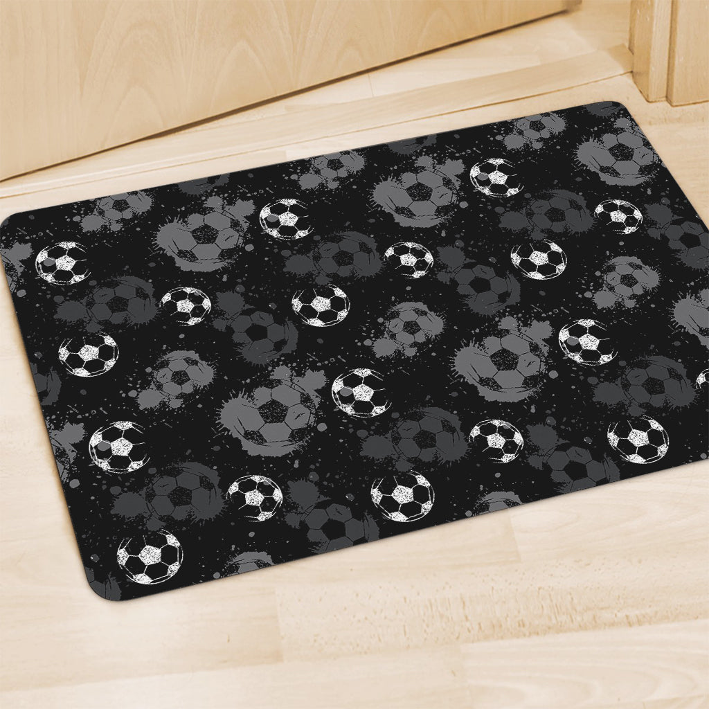 Grunge Soccer Ball Pattern Print Polyester Doormat