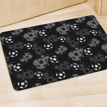 Grunge Soccer Ball Pattern Print Polyester Doormat