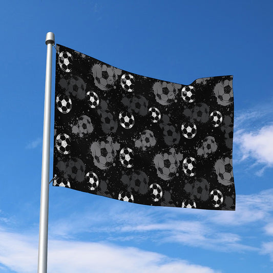 Grunge Soccer Ball Pattern Print Polyester Flag