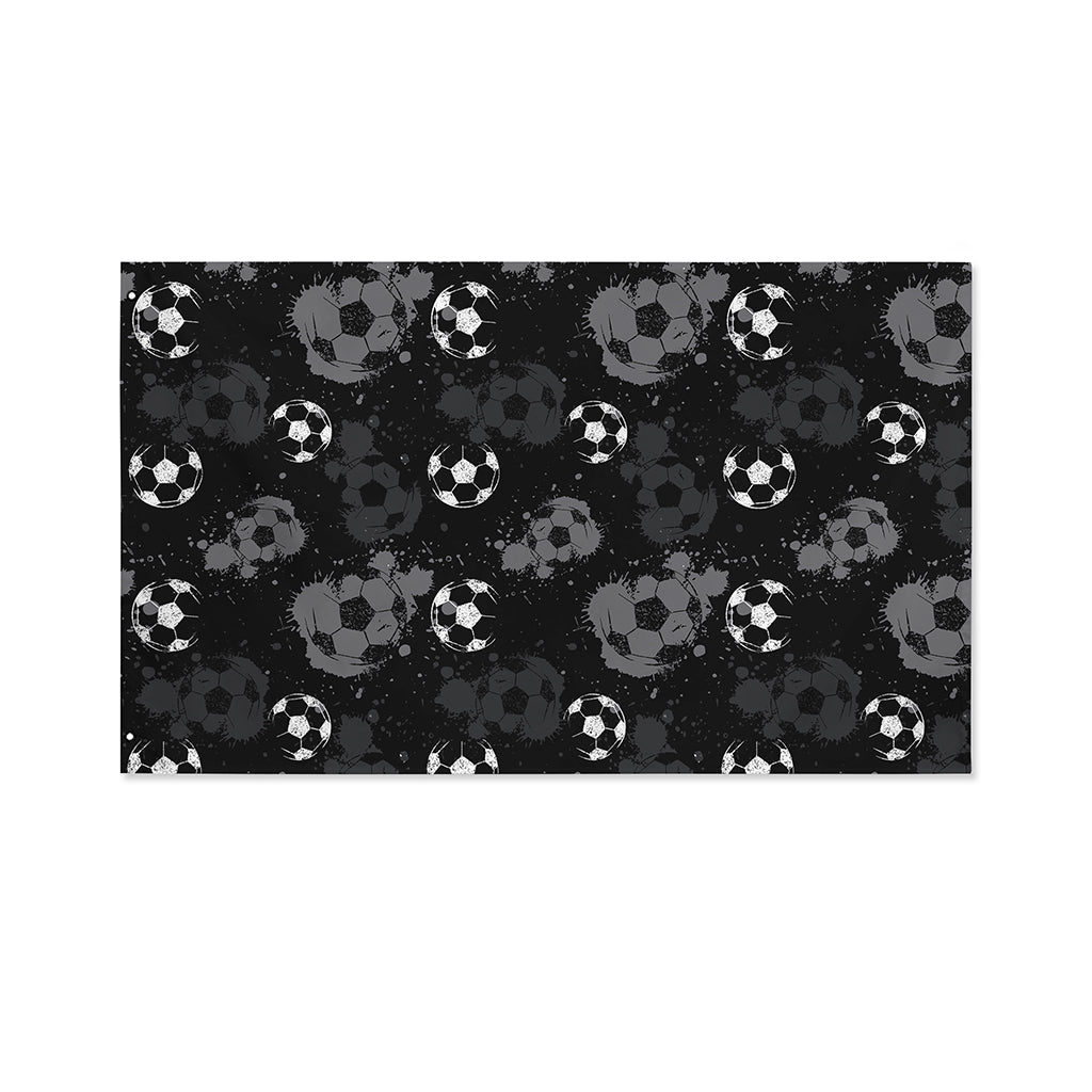 Grunge Soccer Ball Pattern Print Polyester Flag