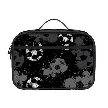 Grunge Soccer Ball Pattern Print Portable Lunch Bag